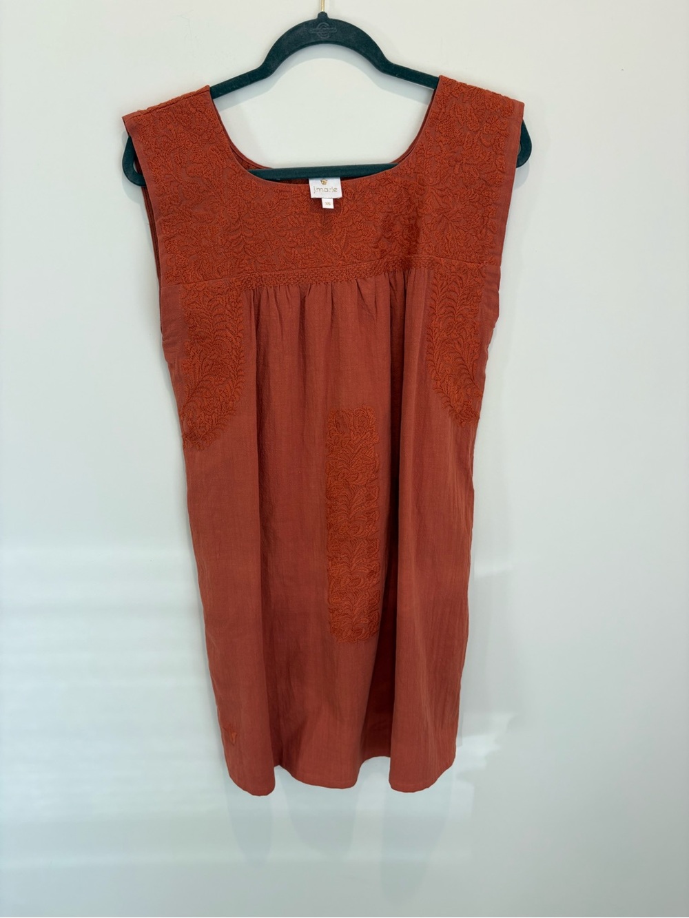 Textured Rust Sleeveless Mini Dress